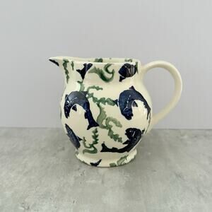 Early Emma Bridgewater Fish and Weed Ceramic Jug RARE Handpainted Spongeware